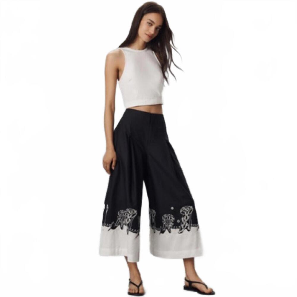 $148  ANTHROPOLOGIE Maeve Jellyfish Printed Skirty Culotte Pants Size 8 #725